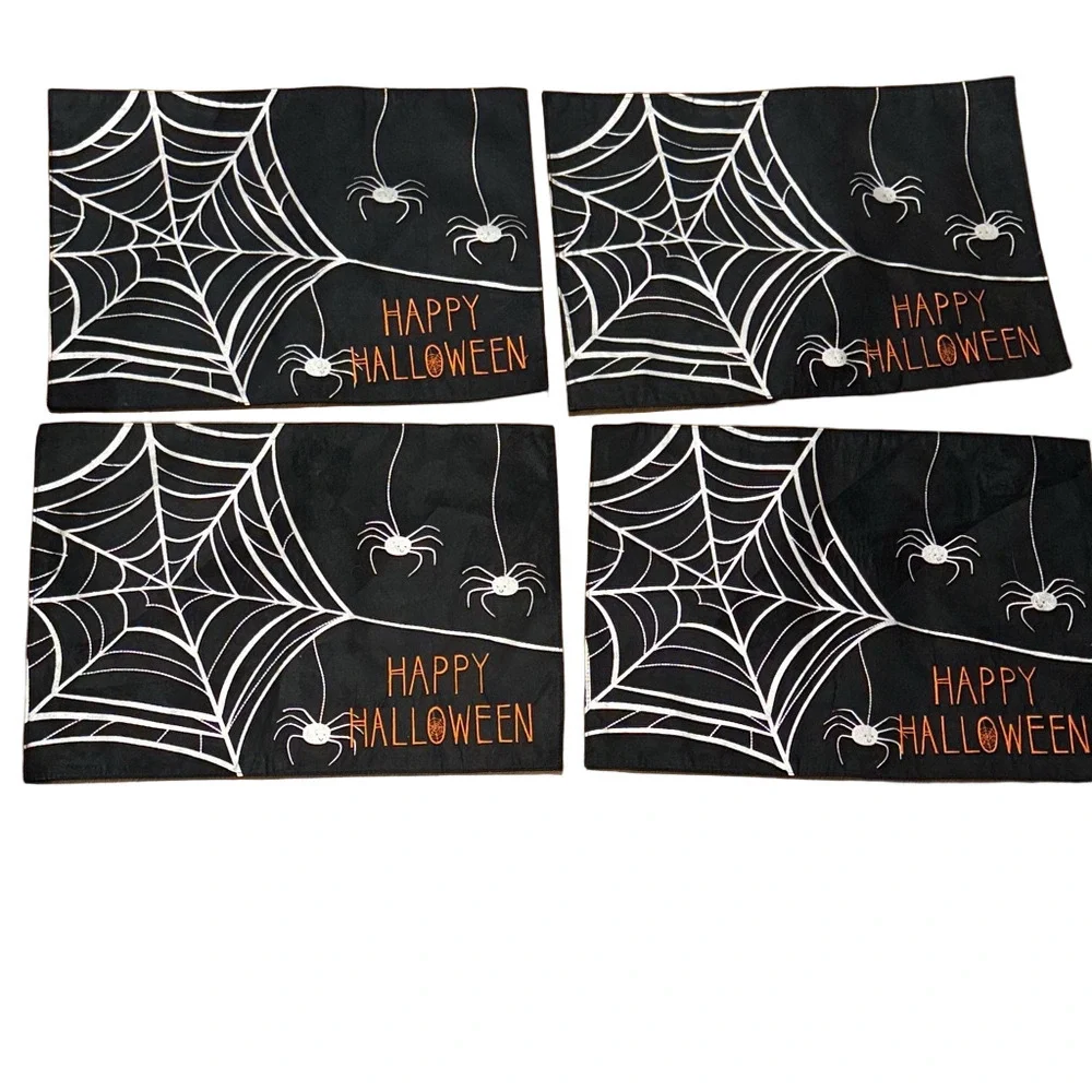 The Midnight Market Black and Silver Halloween Placemats Set of Four